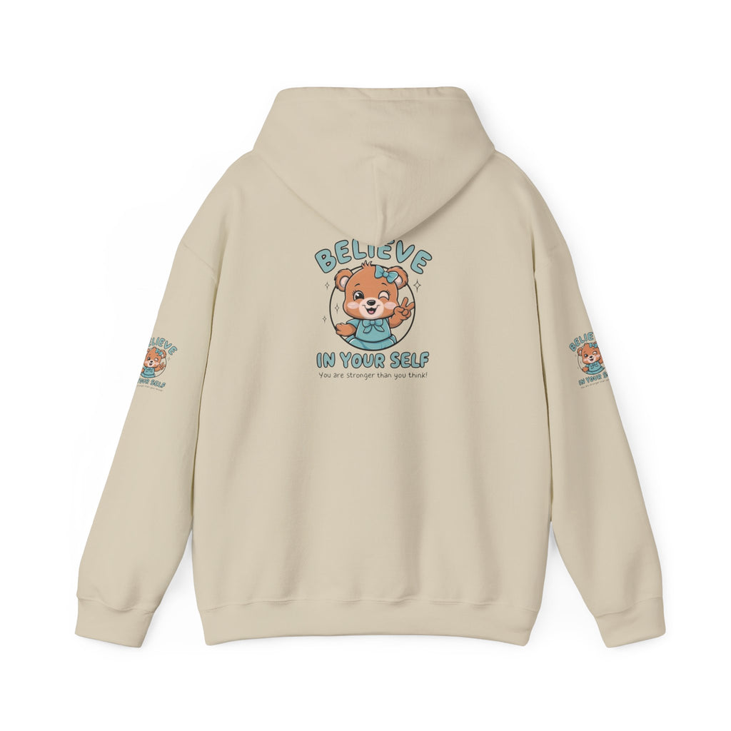 Believe in Yourself Hoodie – Cute Motivational Bear Design for Kids