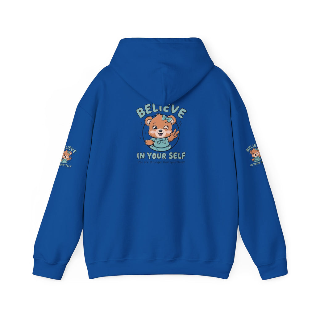Believe in Yourself Hoodie – Cute Motivational Bear Design for Kids