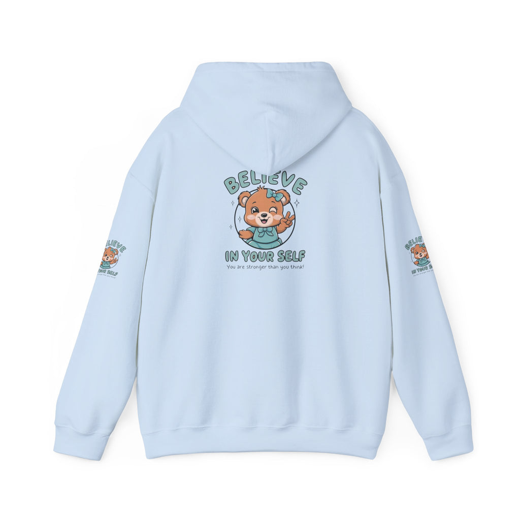 Believe in Yourself Hoodie – Cute Motivational Bear Design for Kids