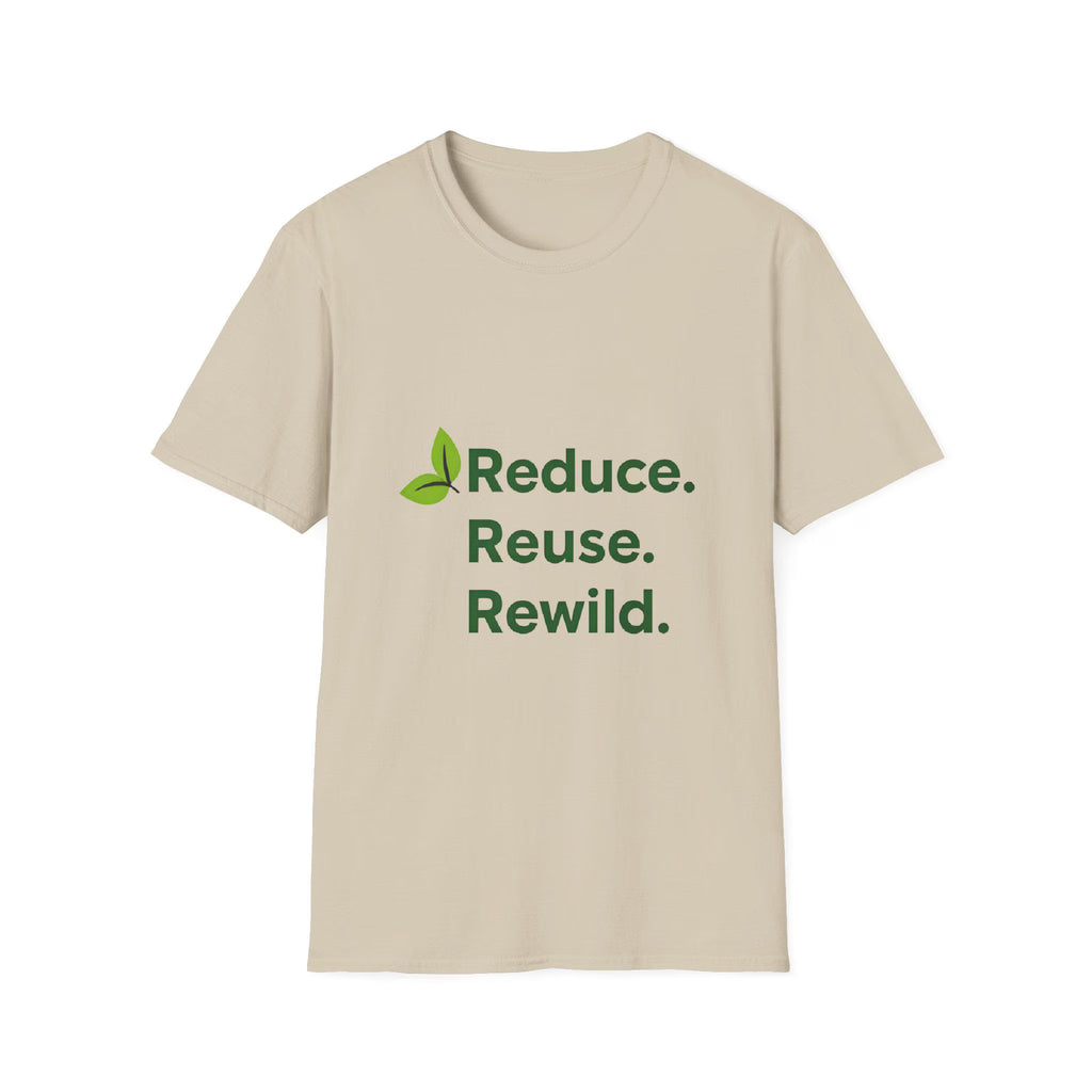 Eco-Friendly Inspirational T-Shirt Reduce Reuse Rewild