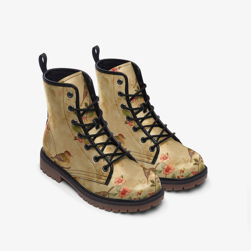 Spring Birds Vegan Leather Boots