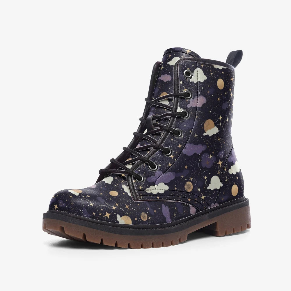 Witchy Magic Purple And Gold Vegan Leather Boots
