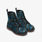 Blue Floral Vegan Leather Boots