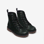 Art Deco Deep Green And Black Vegan Leather Boots