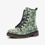 Gorgeous Green Floral Vegan Leather Boots