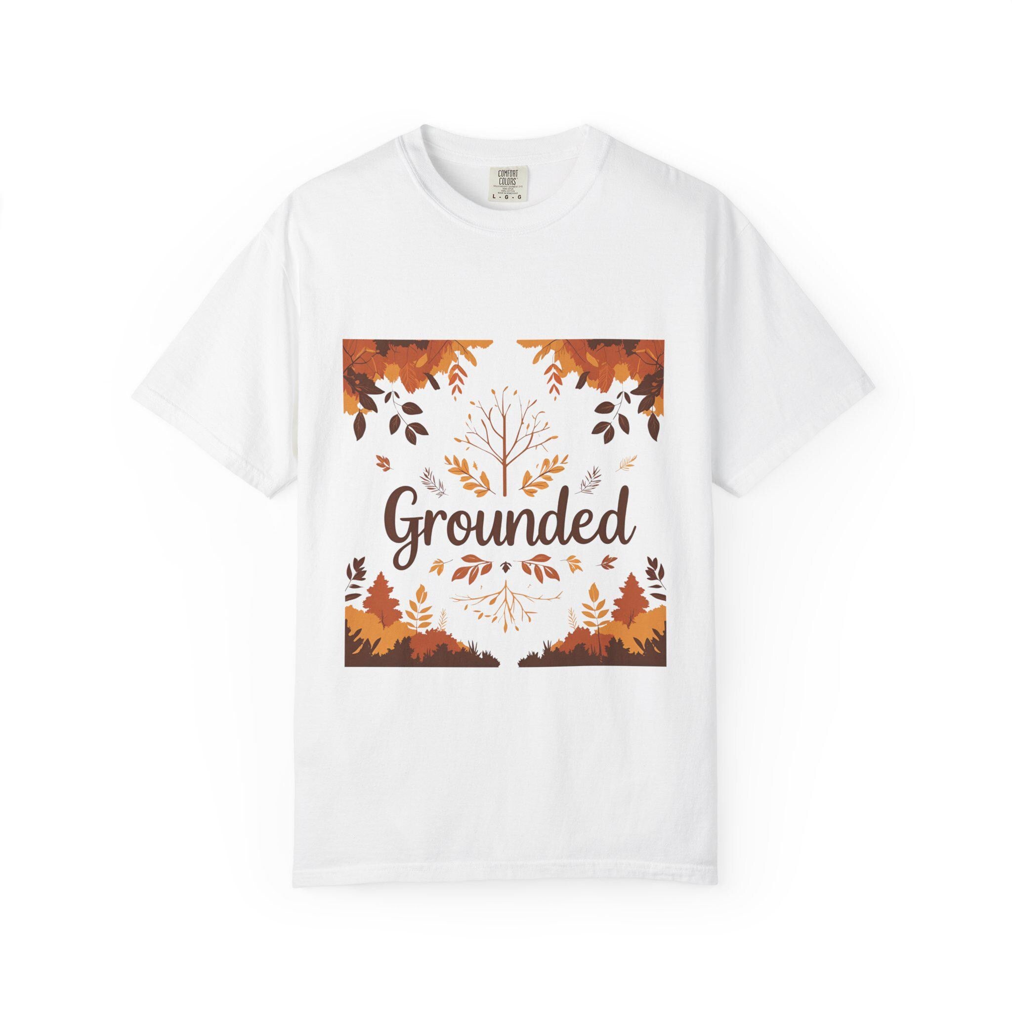 Grounded Unisex Garment-Dyed T-Shirt, Cozy Fall Tee, Nature Lover Gift, Autumn Apparel, Eco-Friendly Fashion