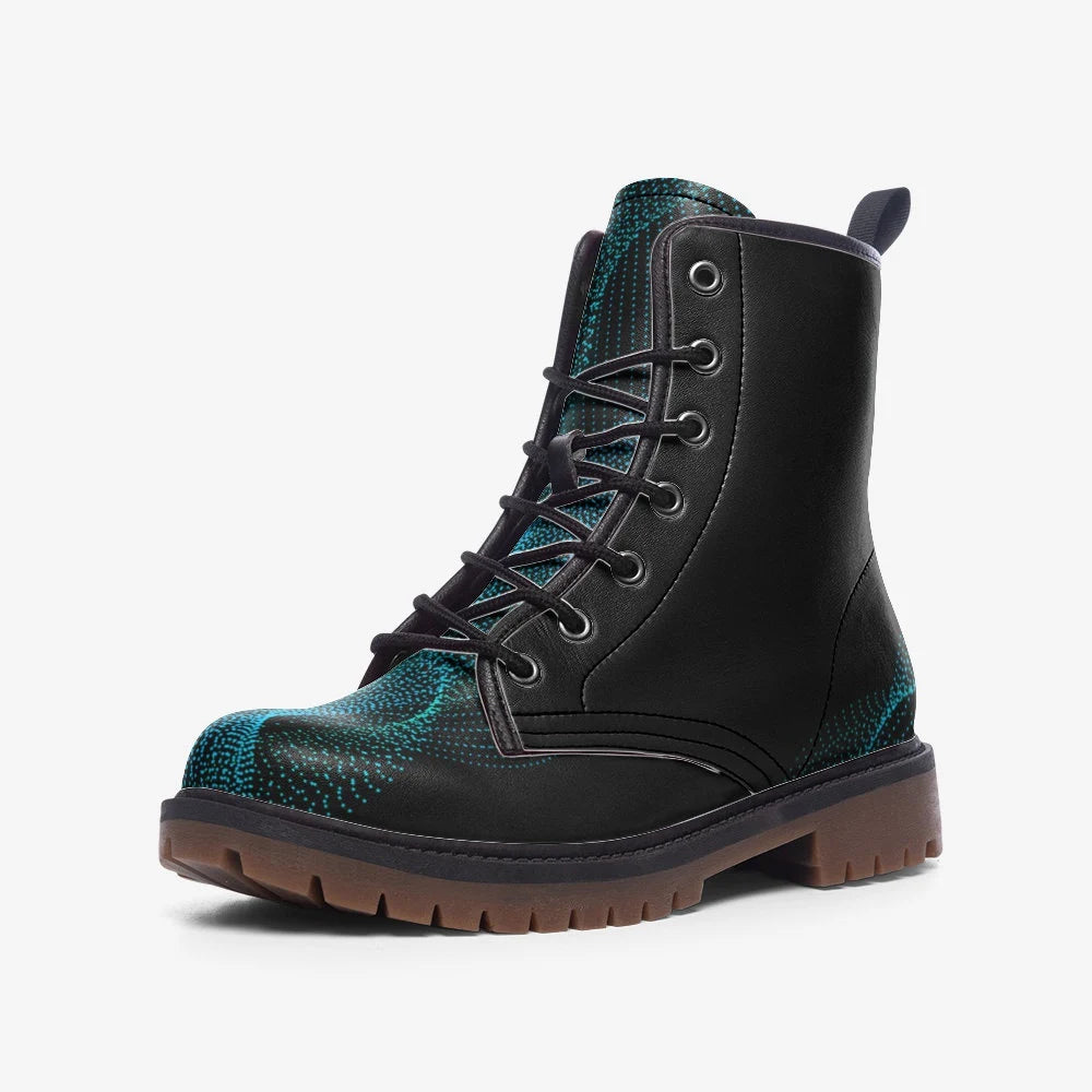 Blue Digital Wave Vegan Leather Boots