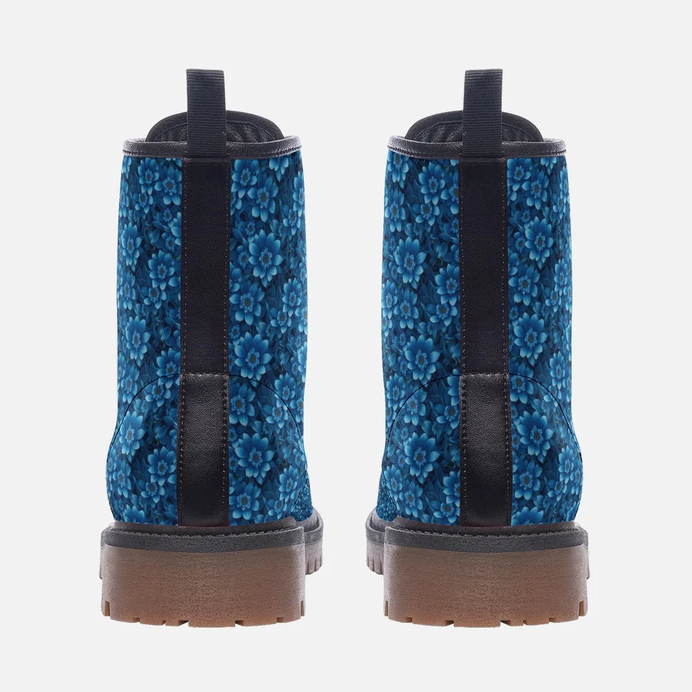 Bright Blue Daisies Vegan Leather Festival Boots