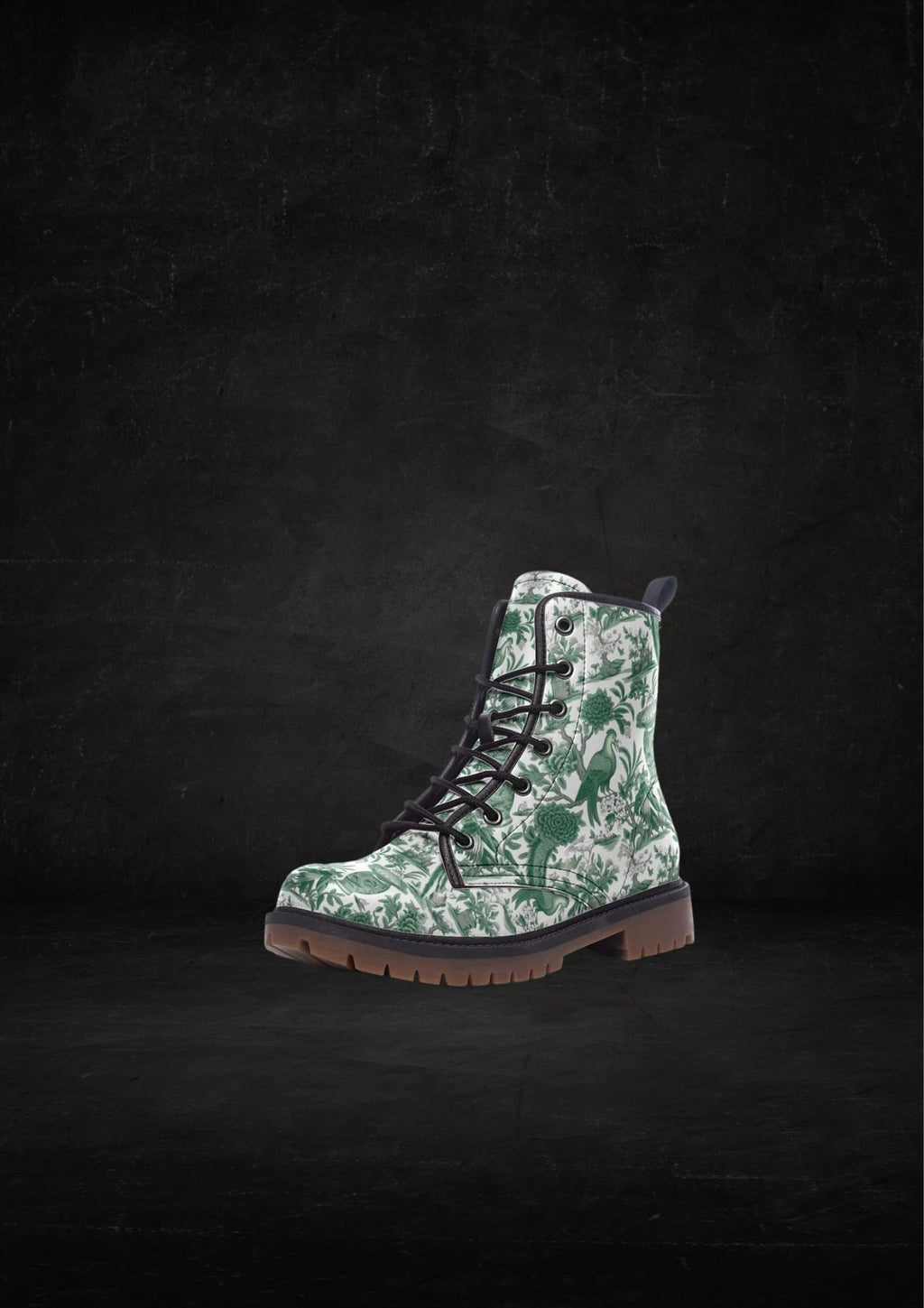 Green Chinoiserie Vegan Leather Boots