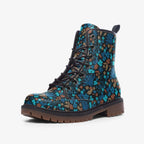 Blue Floral Vegan Leather Boots