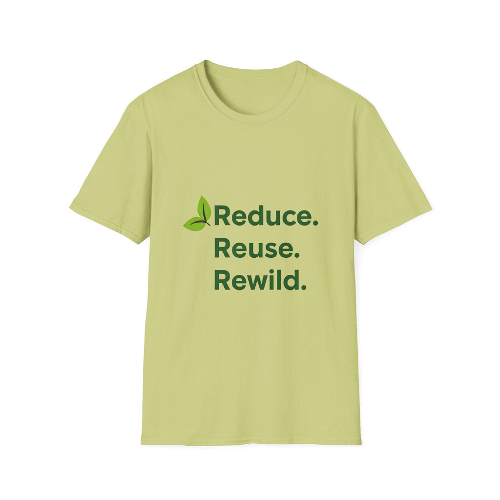Eco-Friendly Inspirational T-Shirt Reduce Reuse Rewild