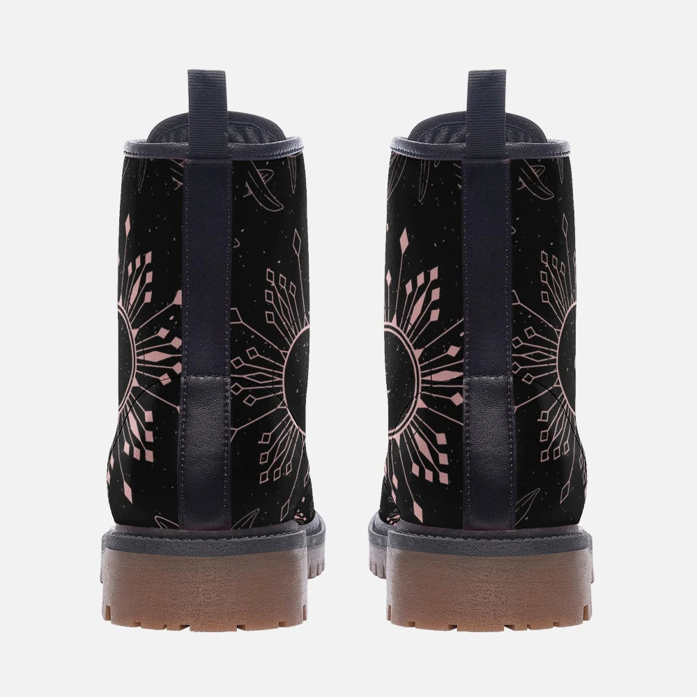 Celestial Pink Moon Vegan Leather Boots