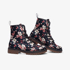 Pink And Blue Cherry Blossoms Vegan Leather Festival Boots