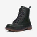 Art Deco Deep Green And Black Vegan Leather Boots