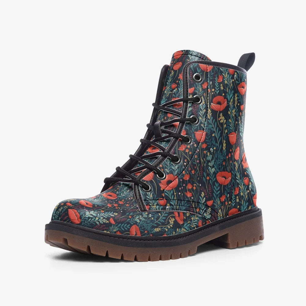 Floral Cottagecore Vegan Leather Lightweight Boots