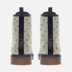 Pastel Green Pink And White Patterned Vegan Leather Boots