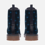 Blue And Black Gothic Chandeleir Vegan Leather Festival Boots