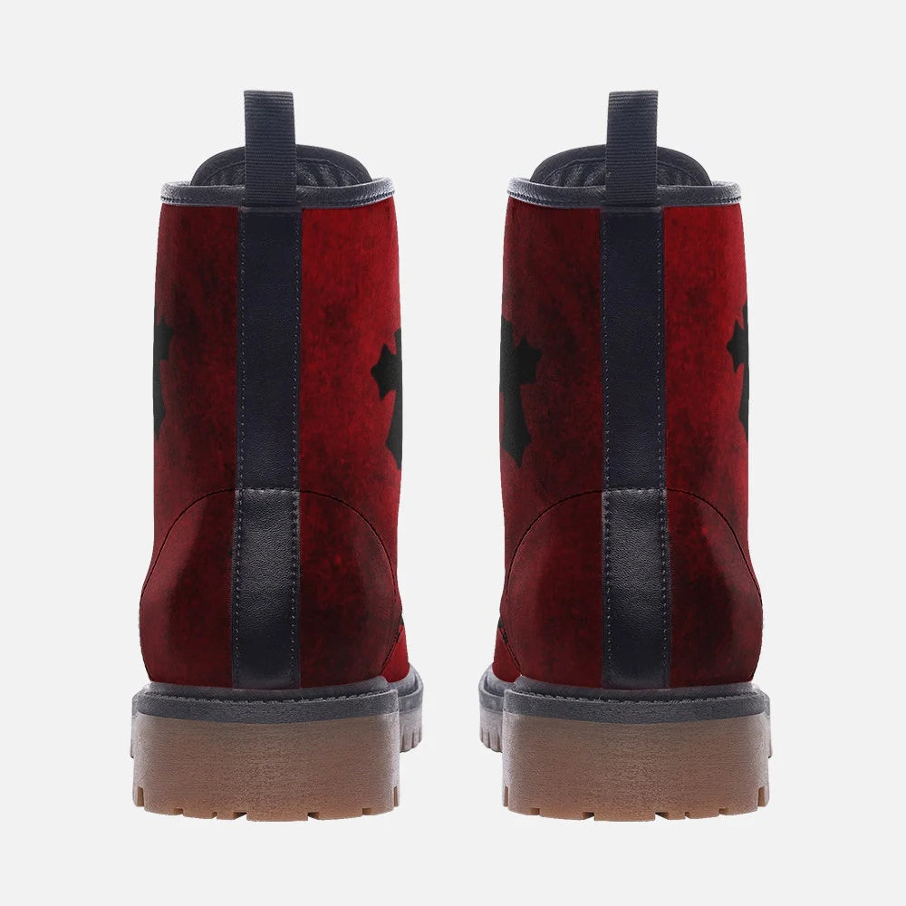 Gone Goth Red Vegan Leather Boots