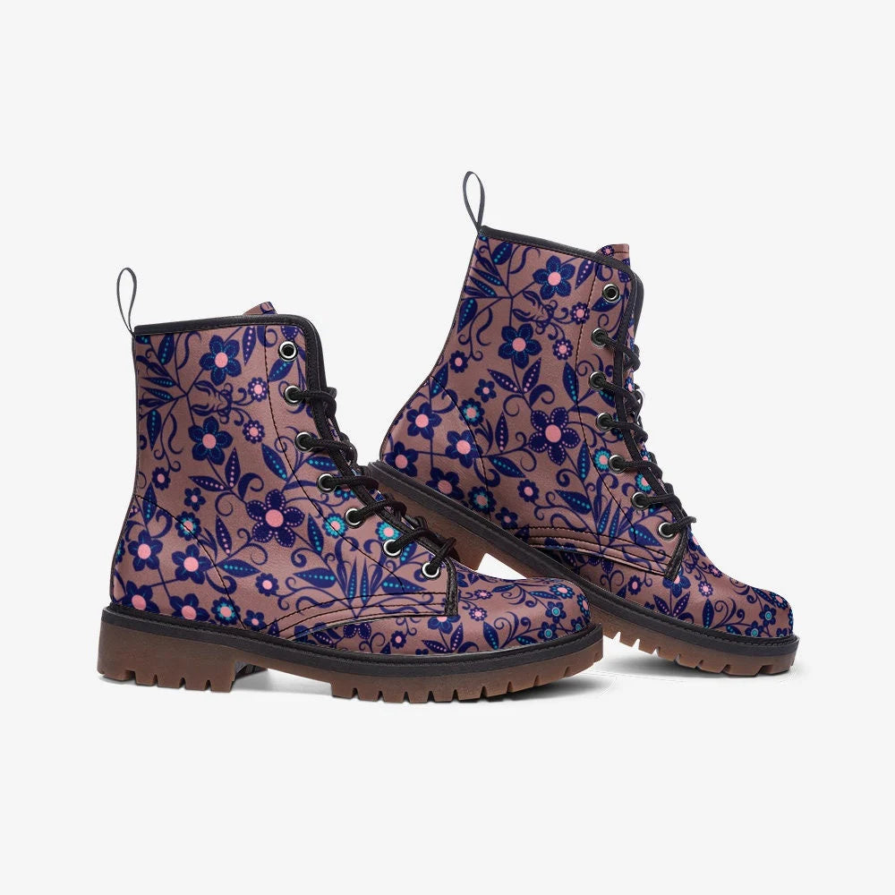 Groovy Purple Folk Cottage Core Vegan Leather Festival Boots