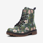 Green Birds Of William Morris Vegan Leather Boots