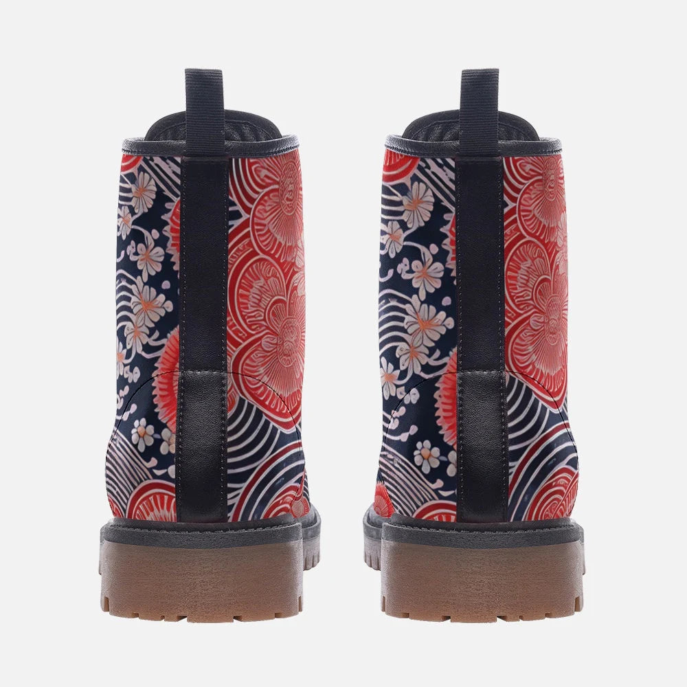Japanese Batik Design Vegan Leather Boots