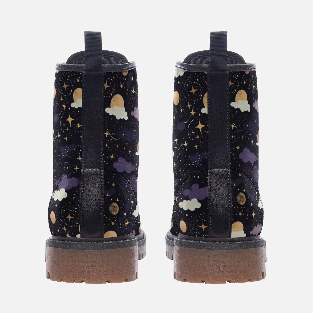Witchy Magic Purple And Gold Vegan Leather Boots
