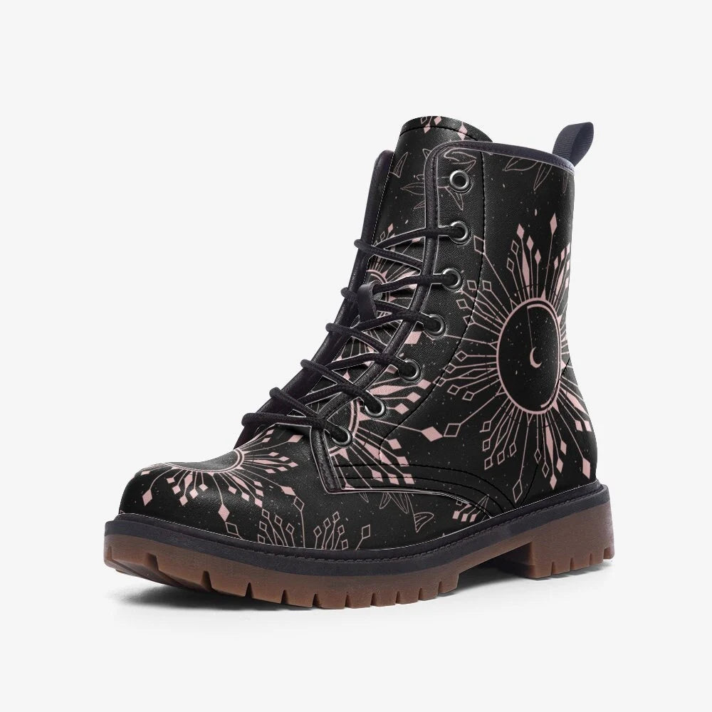 Celestial Pink Moon Vegan Leather Boots