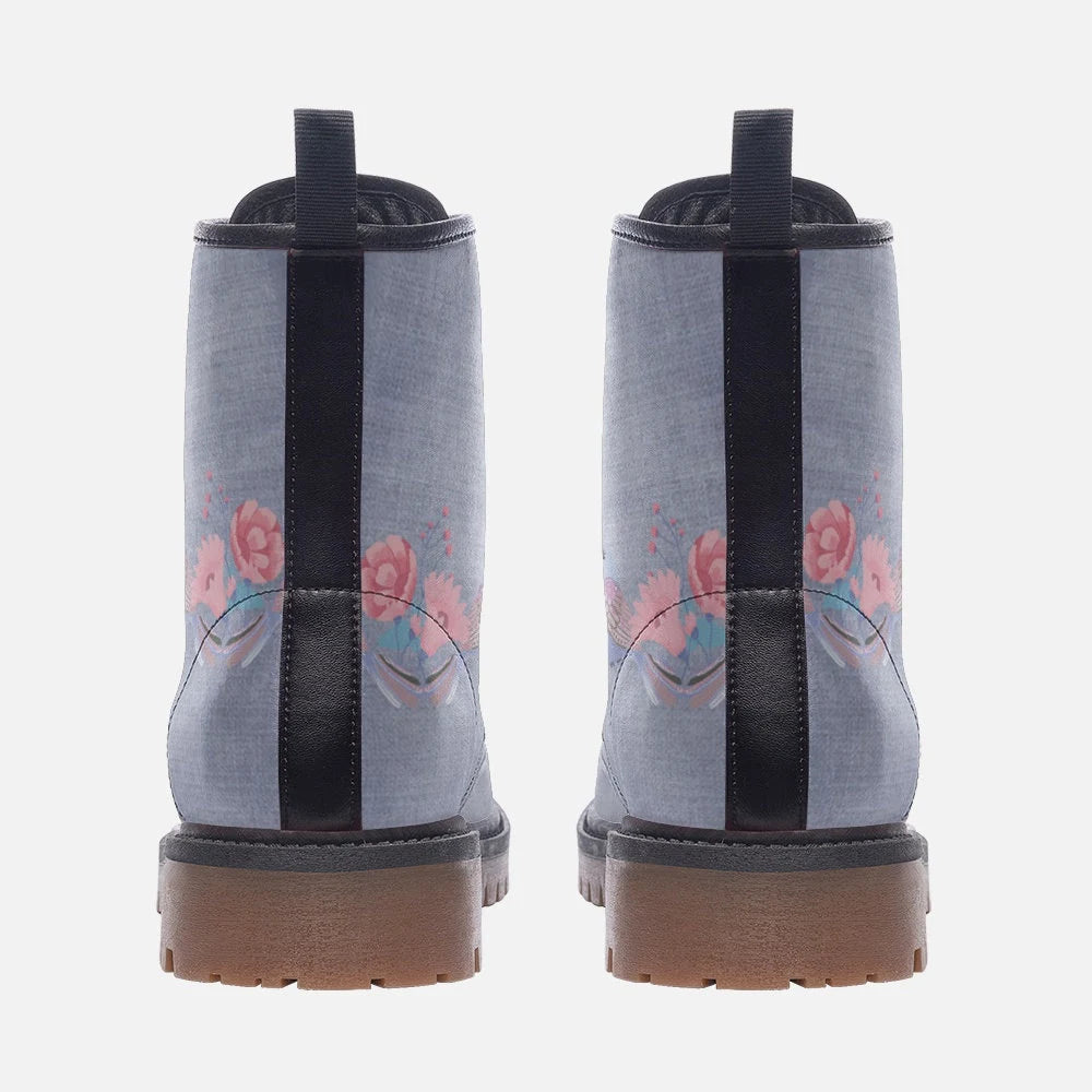 Pastel Birds Vegan Leather Boots