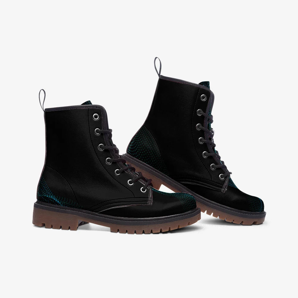 Blue Digital Wave Vegan Leather Boots