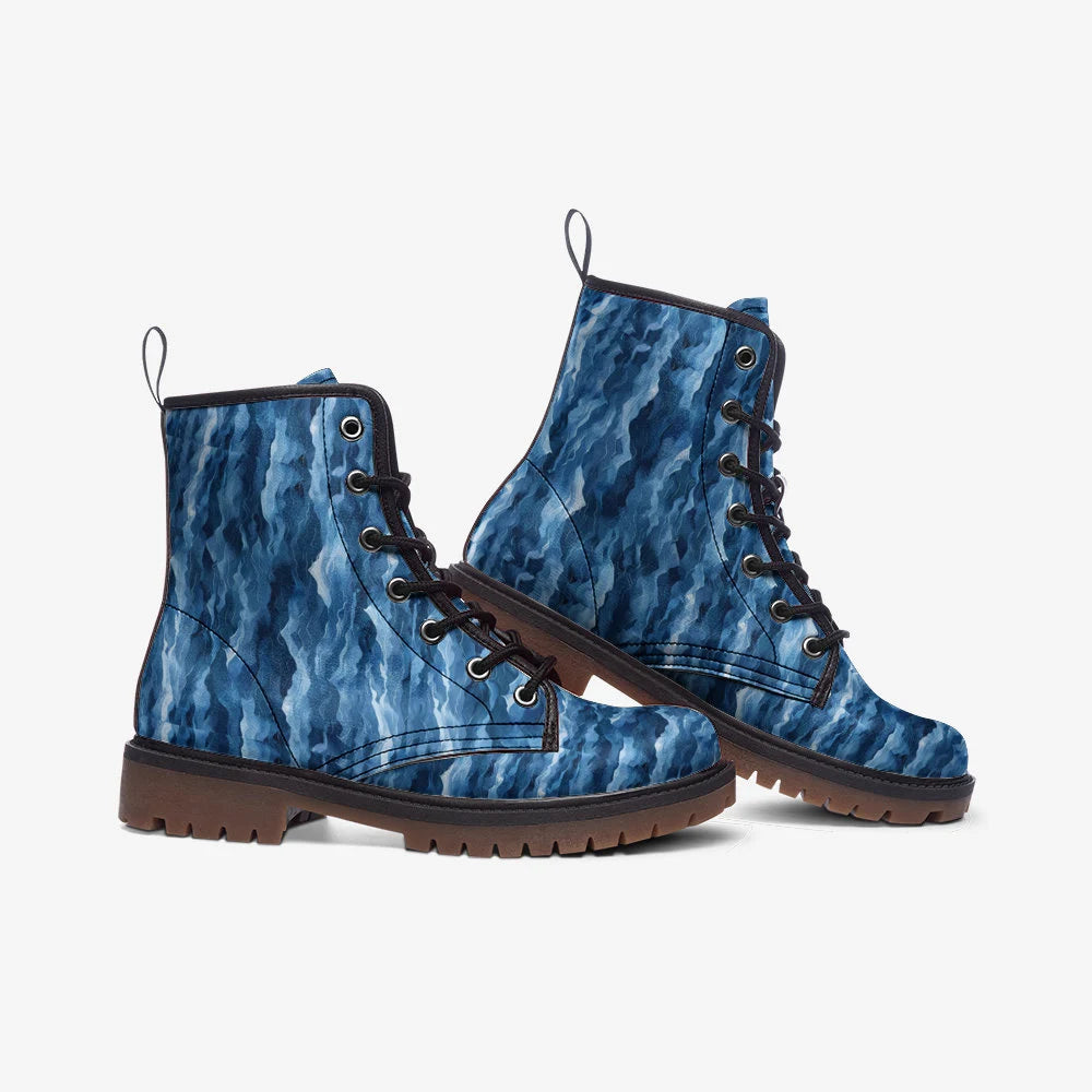 Blue Waves Vegan Leather Boots