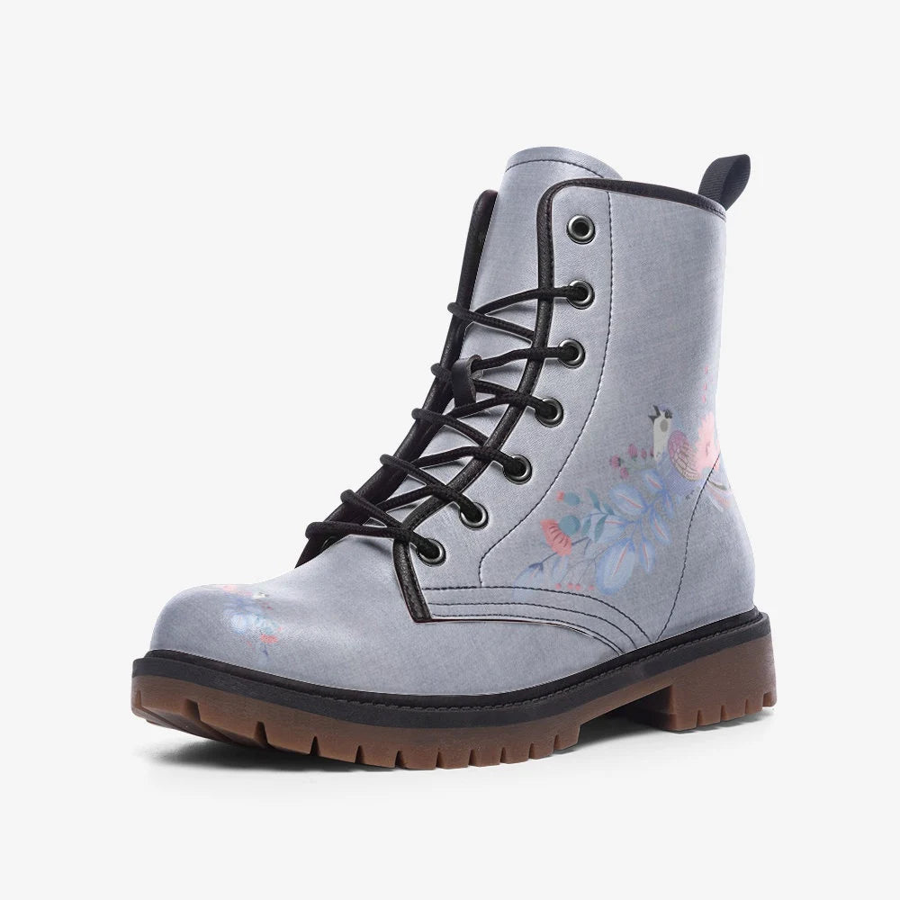 Pastel Birds Vegan Leather Boots