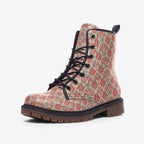 Floral Red Patterned Abstracts Vegan Leather Boots