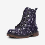 Purple Folk Art Floral Vegan Leather Boots