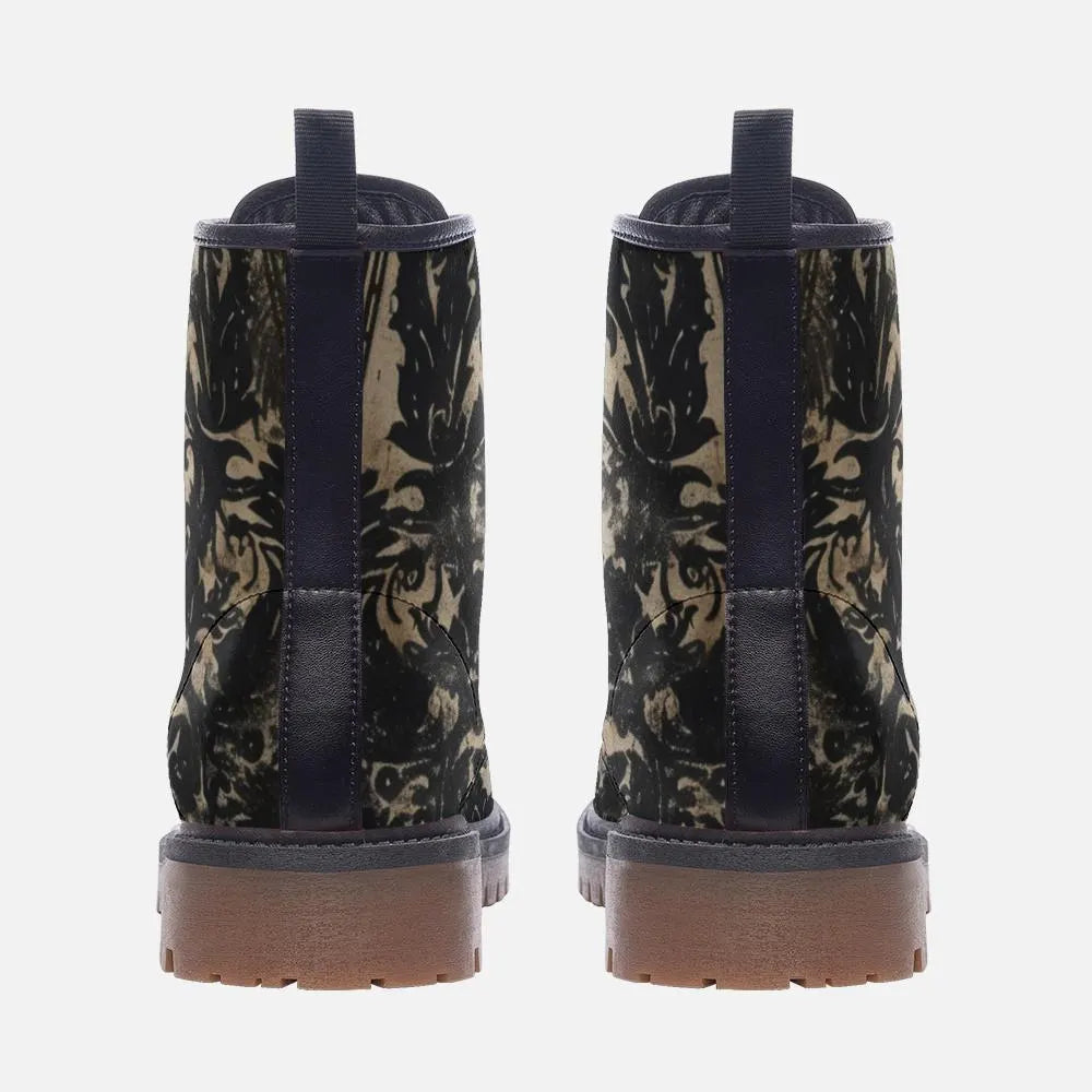 Black And Cream Goth Romance Vegan Leather Boots