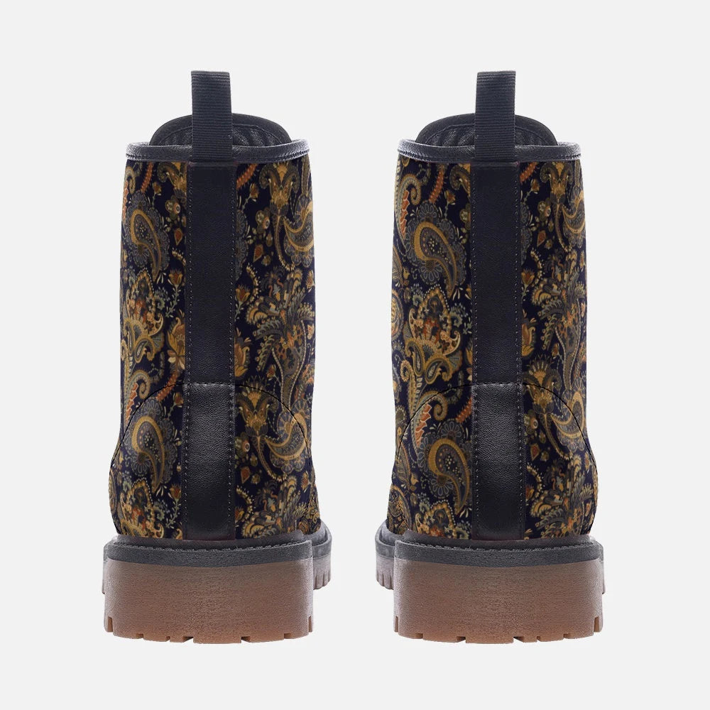 Paisley Blue And Gold Vegan Leather Boots