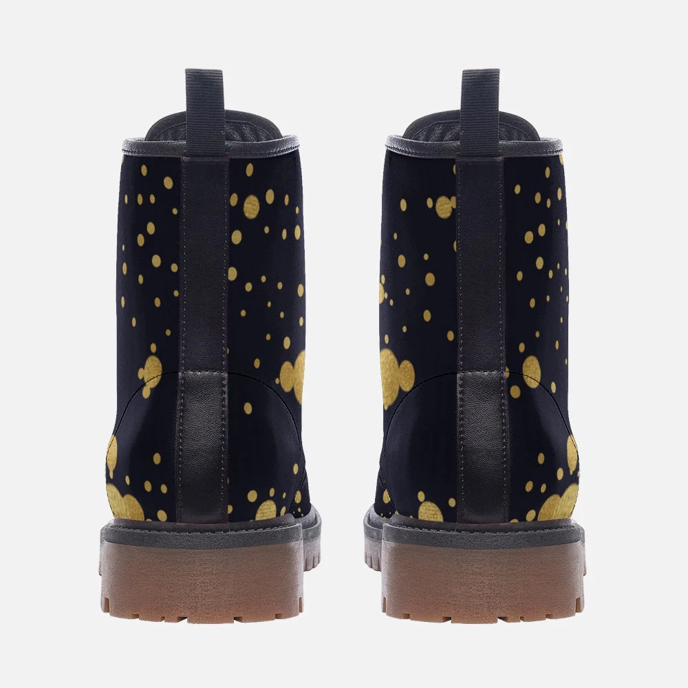 Navy And Gold Spotted Festival Vegan Leather Boots