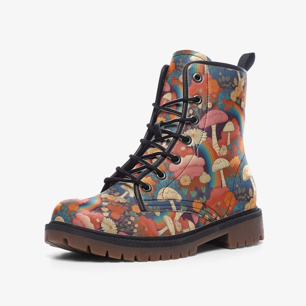 60S 70S Retro Colorful Mushroom Festival Boots