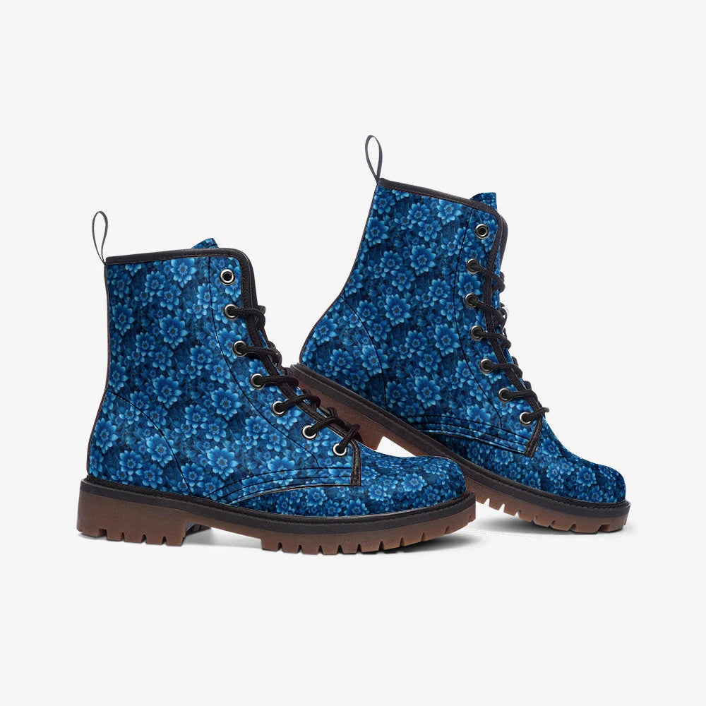 Bright Blue Daisies Vegan Leather Festival Boots
