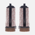 Pastel Pink And White Pretty Floral Patterned Vegan Leather Boots