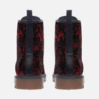 Red Damask Patterned Vegan Leather Festivals Boots