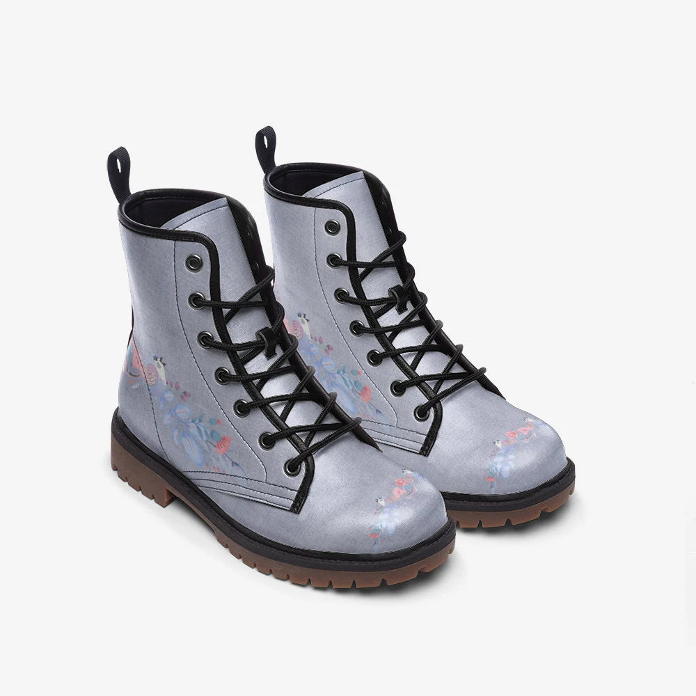 Pastel Birds Vegan Leather Boots