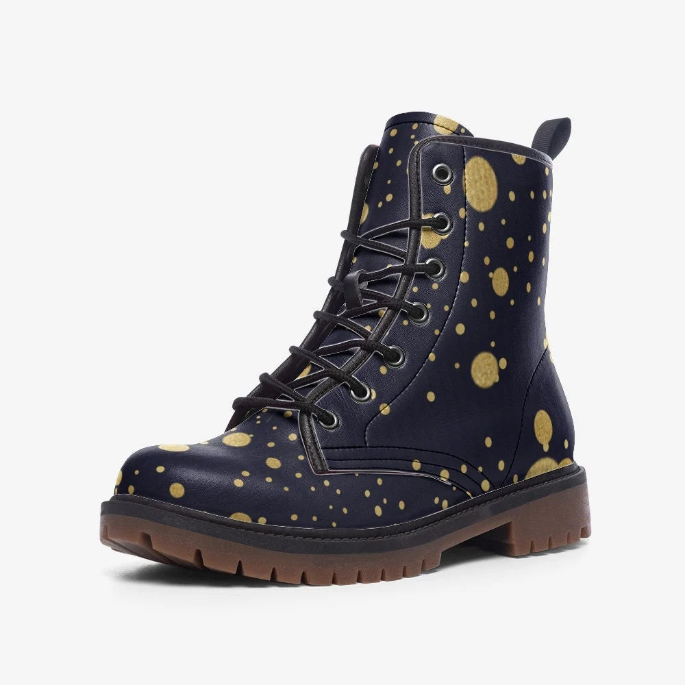 Navy And Gold Spotted Festival Vegan Leather Boots