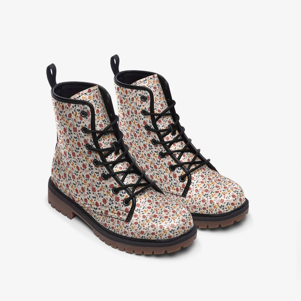 Mini Floral Vegan Leather Boots