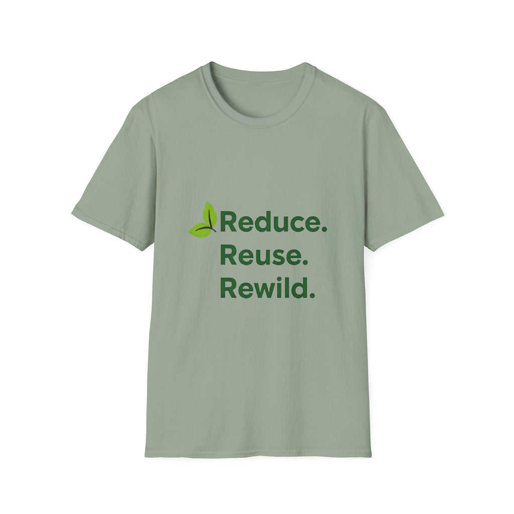 Eco-Friendly Inspirational T-Shirt Reduce Reuse Rewild